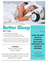 Better Sleep- ONLINE WORKSHOP- April 23, 2024